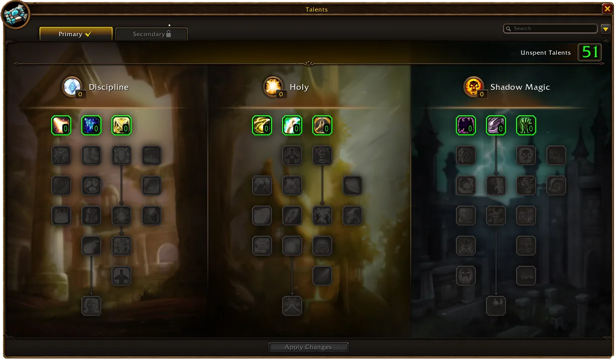 Priest talent trees UI